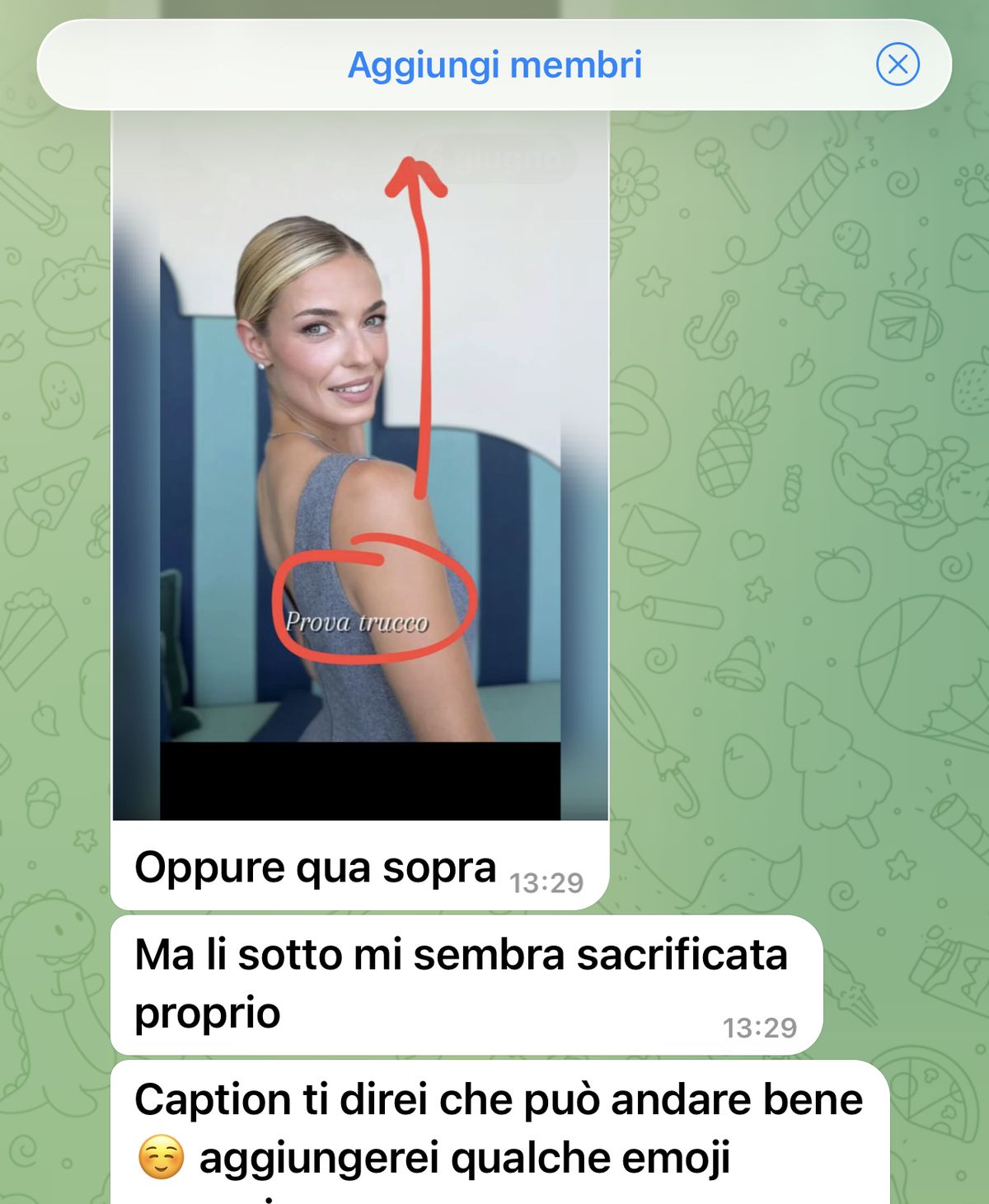 Correzione in chat: dove spostare il testo del reel
