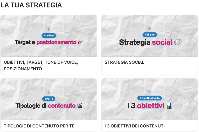 La strategia nel portale: target e posizionamento, strategia social, tipologie di contenuto, i 3 obiettivi